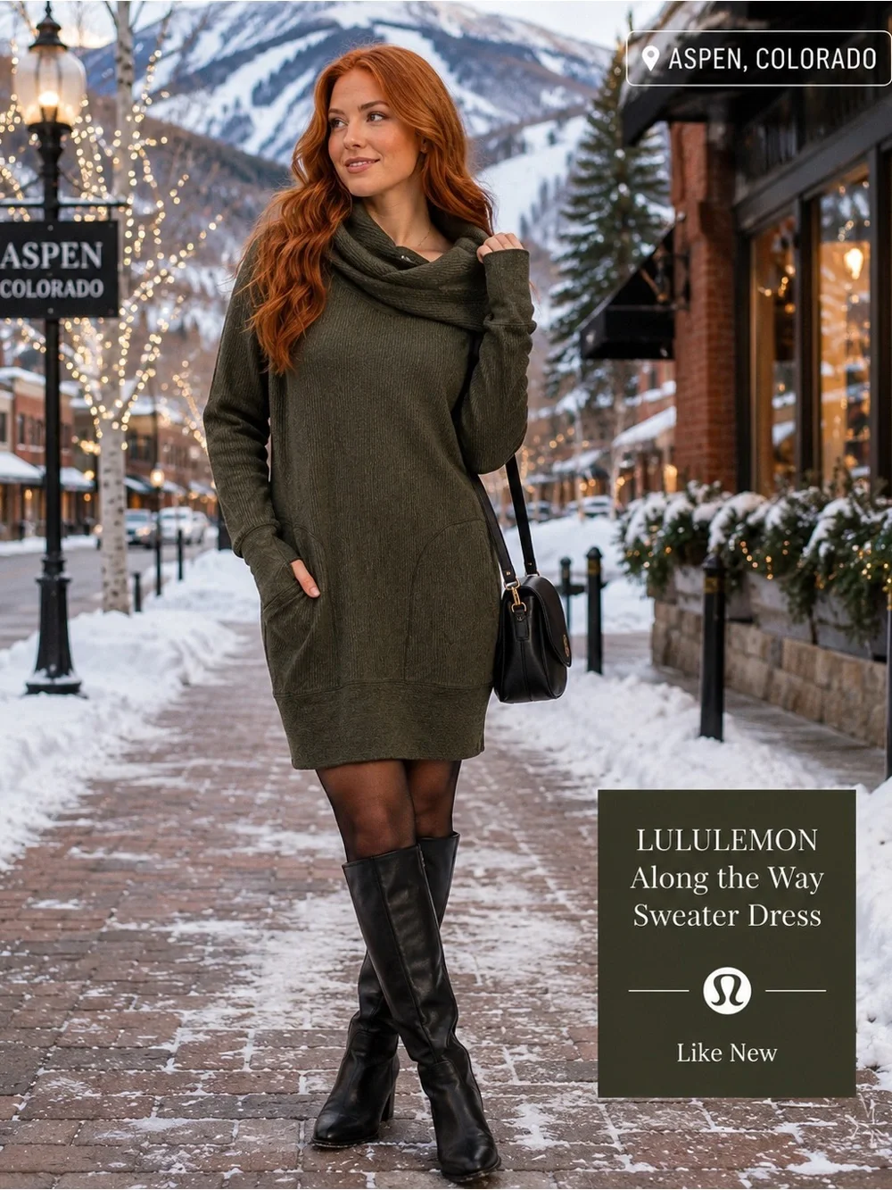 Lululemon Along the Way Dress Heathered Dark Olive